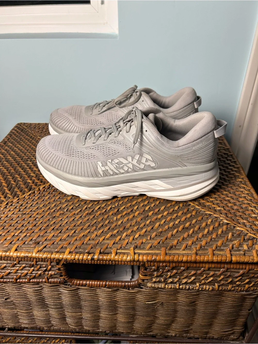 Hoka One One Gray Bondi 7 Shoes Women’s 9.5 Trainer Running Activewear - Picture 6 of 9